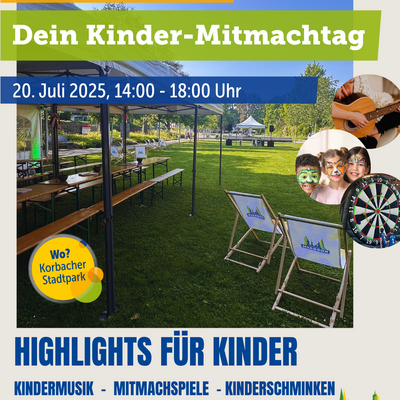 Dein Kinder-Mitmachtag im Rahmen der Veranstaltungsreihe „Musik im Park“ am 20. Juli 2025