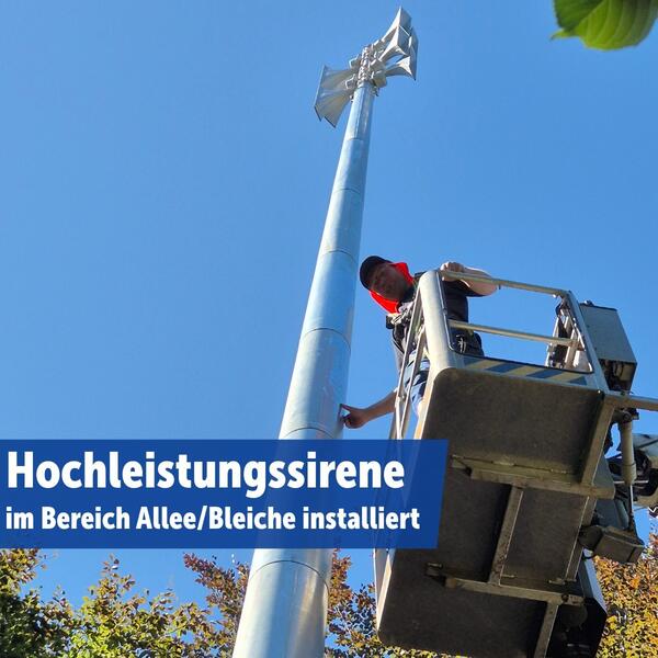 Bild vergrößern: Hochleistungssirene auf 16 Meter-Mast