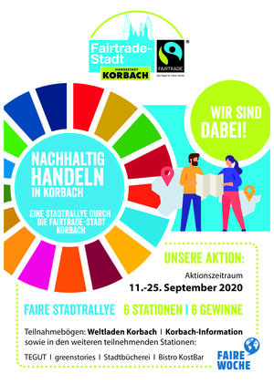 Werbung für die faire Stadtrallye durch Korbach 2020
